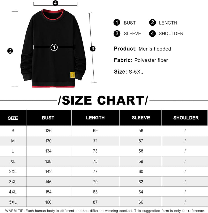 Herren Sweatshirt, Herren Sweatshirt Kapuzen Pullover Hoodie Casual Crew Neck Basic Style, M Blau