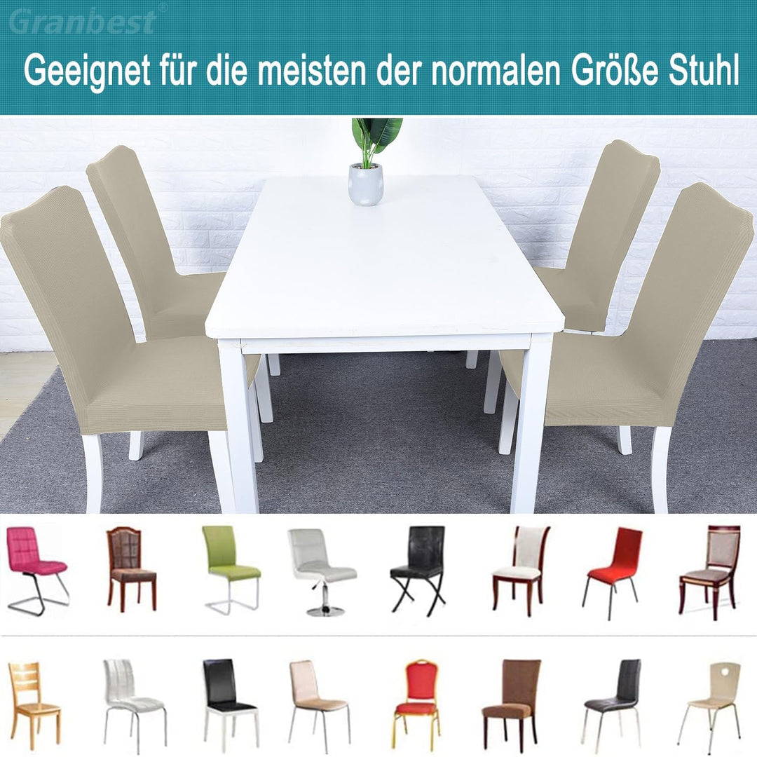 Granbest Premium Wasserdicht Esszimmerstuhl Abdeckungen Satz Von 6, Elastische Hohe Zurück Stuhlhuss