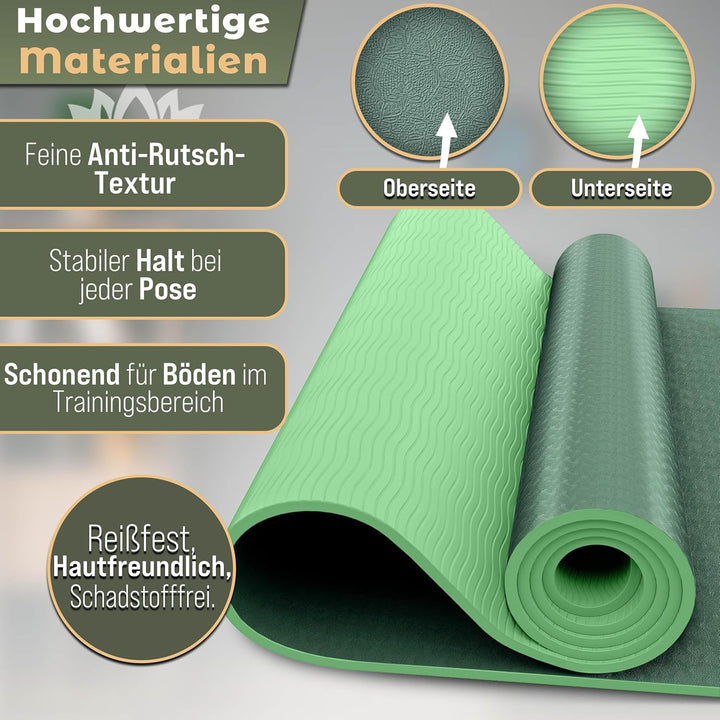 Yogamatte Phthalatfrei | Gymnastikmatte rutschfest | Fitnessmatte schadstofffrei | Trainingsmatte mi