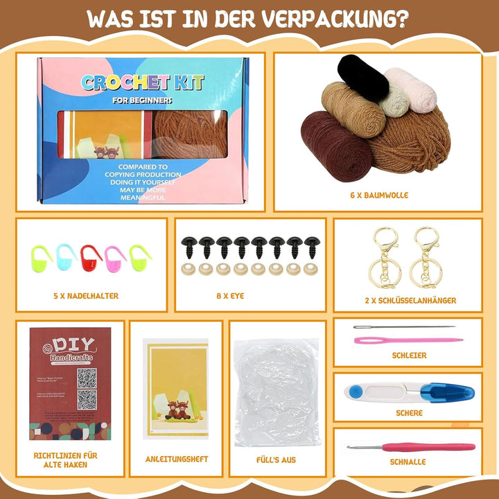 Komplettes Häkelset für Anfänger - Tiere Häkelset, 2 Stück Hochlandrind Strickset für Erwachsene Kin