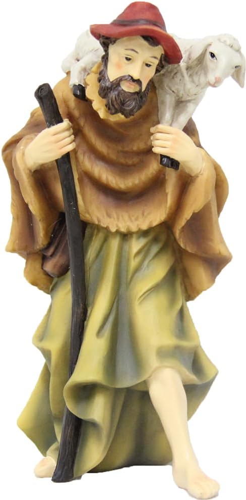FADEDA Hirte mit Stab/Höhe:19 cm/handbemalt/detailgetreue Krippen Figuren - Weihnachten Tisch Dekora