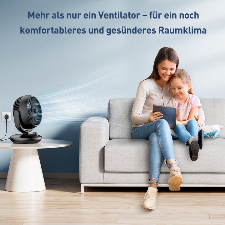 FTOTHH Ventilator Leise, 22dB Tischventilator sehr Leise, 3D Turbo Ventilatoren Leistungsstark, Fan