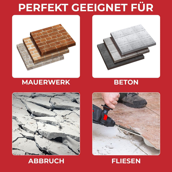 SCHWABENBACH® SDS Max Meissel 600mm Set - 3tlg. 25mm + 50mm + Spitzmeissel - EXTREM ROBUST- Meissel