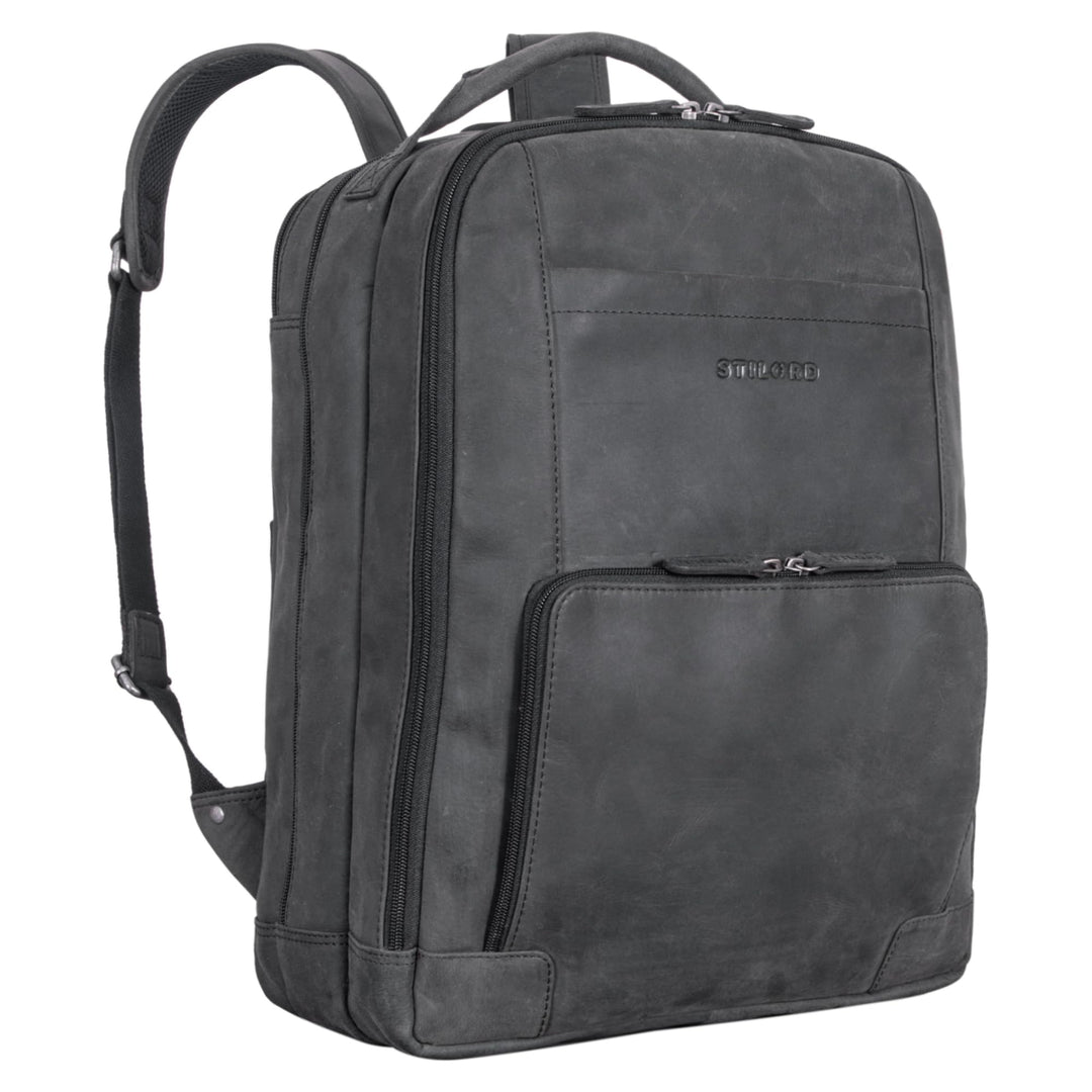 STILORD XL Herren-Businessrucksack aus Leder anthrazit - 15-17 Zoll grosser Arbeitsrucksack - Männer