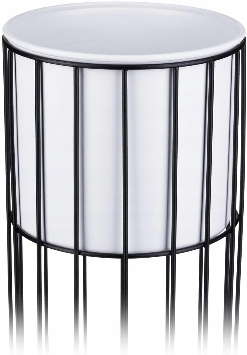 Moderne Blumenständer Metall 70 cm Hoch mit Weiss Blumentopf Rund 19 cm Ø auf Robuste Schwarz Stände
