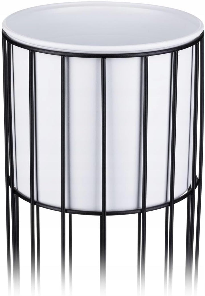Moderne Blumenständer Metall 70 cm Hoch mit Weiss Blumentopf Rund 19 cm Ø auf Robuste Schwarz Stände