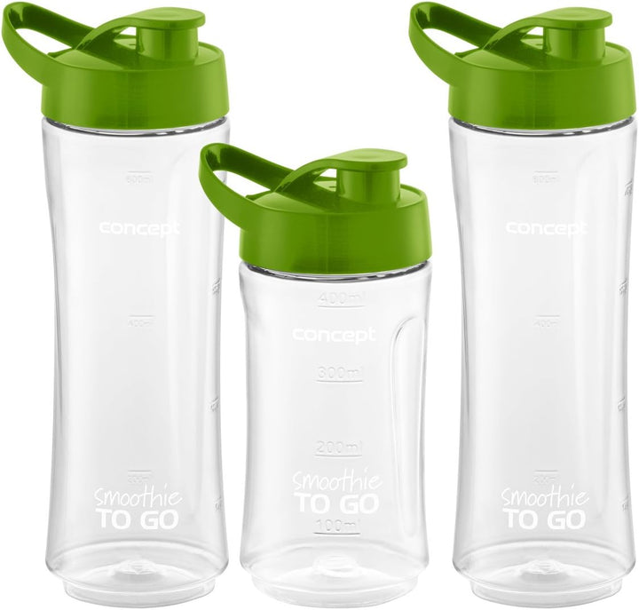 CONCEPT Hausgeräte SM3365 CONCEPT Smoothie Maker SMOOTHIE TO GO mit drei Flaschen, 2x 600 und 1x 400