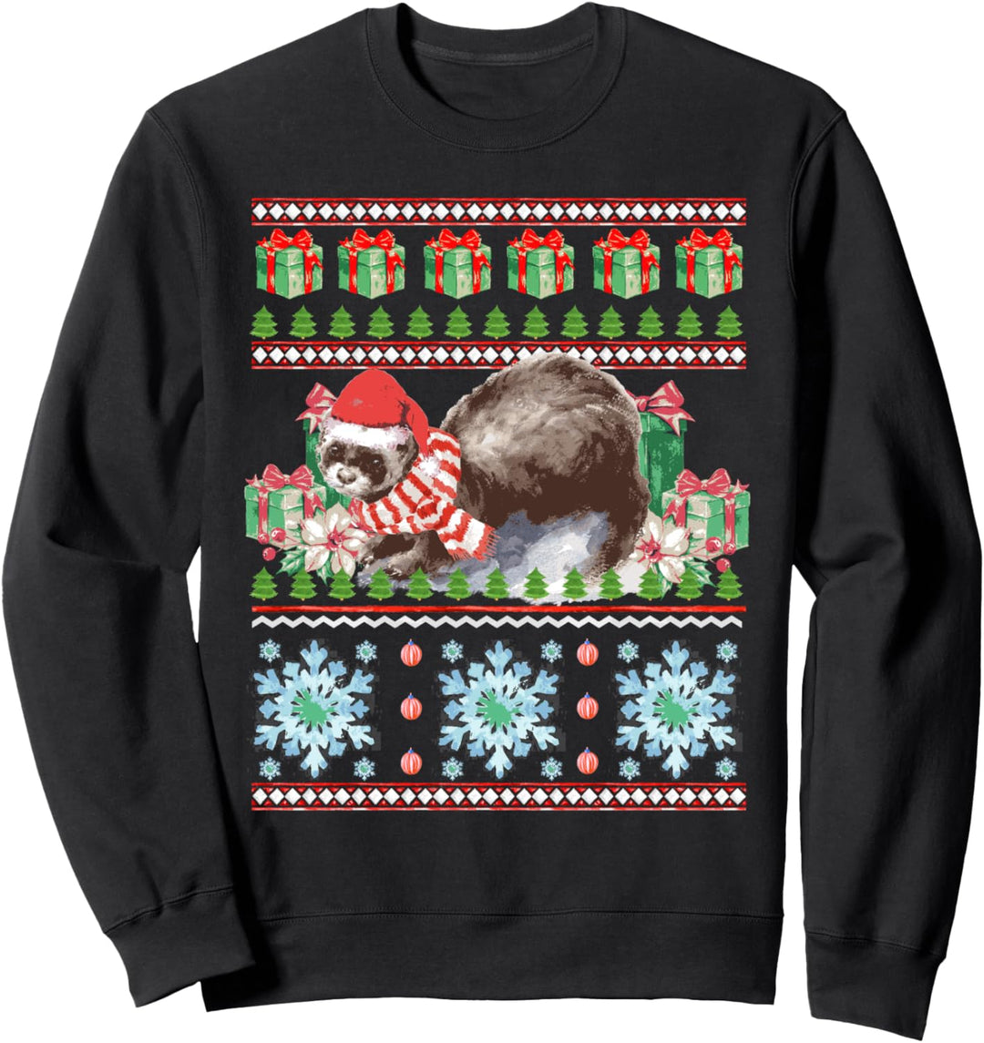 Frettchen Lustiger Haustier Hässliche Weihnachten Geschenk Sweatshirt