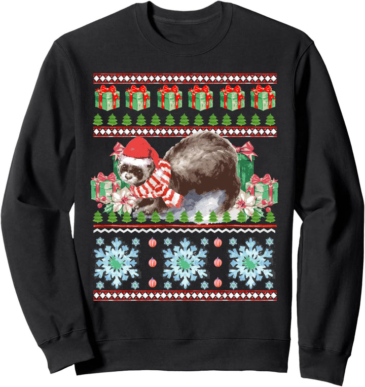 Frettchen Lustiger Haustier Hässliche Weihnachten Geschenk Sweatshirt