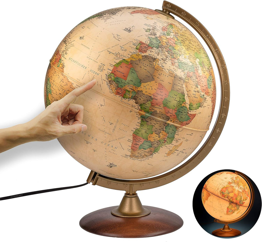 ORBIT Globes & Maps - Retro Leuchtglobus im antiken Stil - 30cm Vintage-Globus mit stabilem Standfus