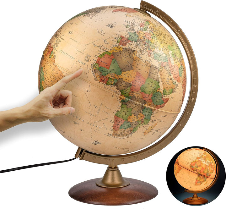 ORBIT Globes & Maps - Retro Leuchtglobus im antiken Stil - 30cm Vintage-Globus mit stabilem Standfus