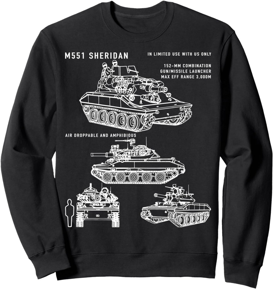M551 Sheridan Airborne Tank Blueprint Identifikation Sweatshirt