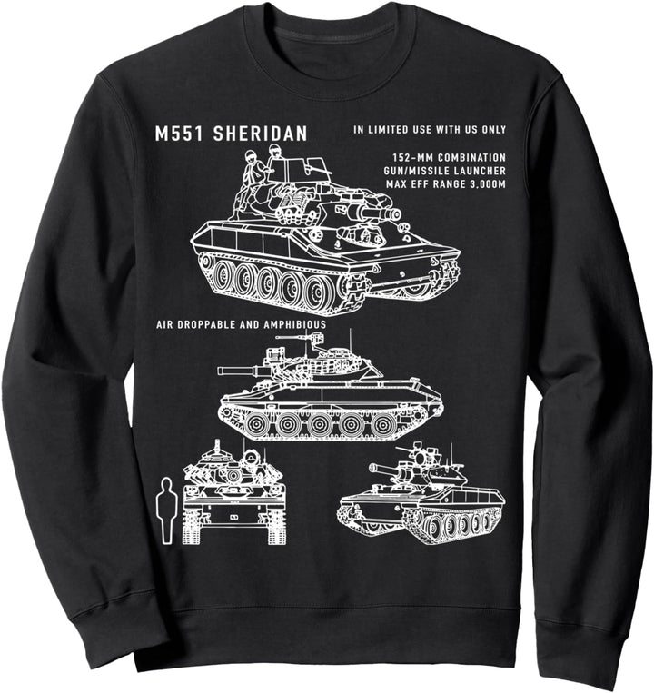 M551 Sheridan Airborne Tank Blueprint Identifikation Sweatshirt
