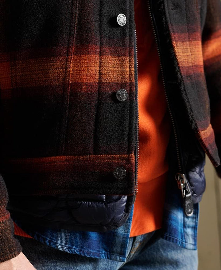 Superdry Herren Highwayman Wool Sherpa Trucker Denim Jacket M Redwood Ombre, M Redwood Ombre
