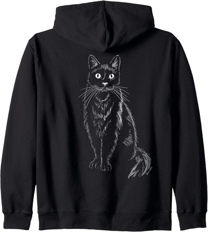 Katze Zeichnung handgezeichnete grafische Künstlerische Arts Kapuzenjacke