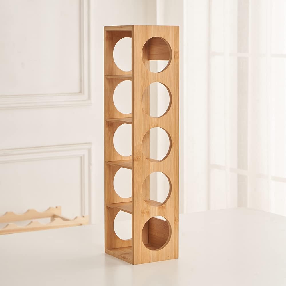 HUOLE Weinregal aus Bambus mit 5 Fächern Holzregal für Wein Flaschenregal modern Regal für Getränke