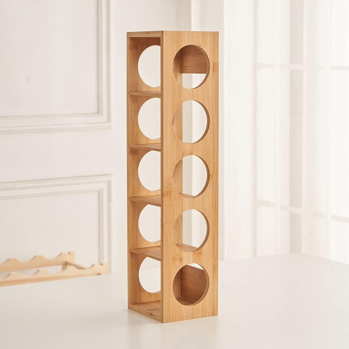 HUOLE Weinregal aus Bambus mit 5 Fächern Holzregal für Wein Flaschenregal modern Regal für Getränke
