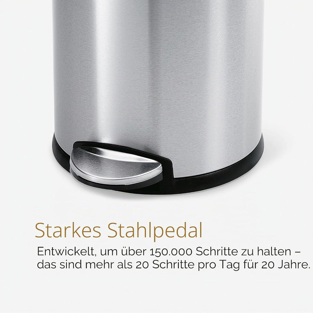 simplehuman CW1853CB 4,5 Liter, kleiner runder Treteimer, kleiner Mülleimer Bad Badezimmer Büro Schl