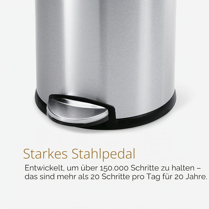 simplehuman CW1853CB 4,5 Liter, kleiner runder Treteimer, kleiner Mülleimer Bad Badezimmer Büro Schl