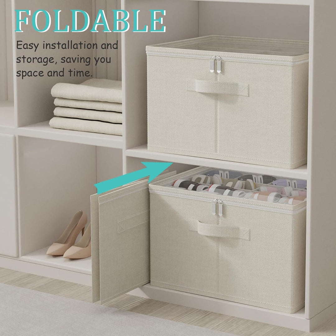 Schuhorganizer für Closet, Passt 16 Paare, Schuhe Organizer mit Durchsichtigem Deckel, Starke Aufbew