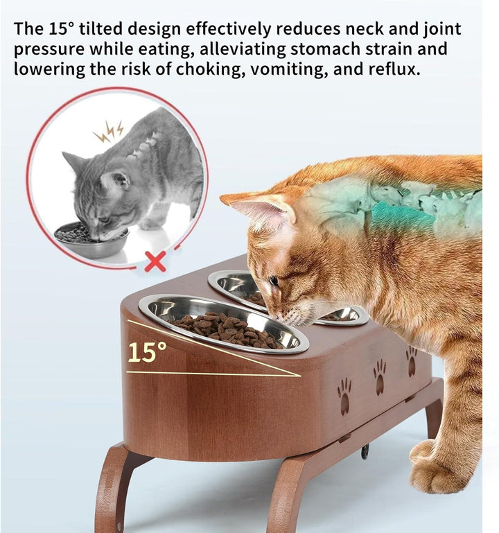 JAZUIHA Katzennapf Erhöht, geneigte Futternapf 3er Set, ergonomischer Fressnapf höhenverstellbar, Fu