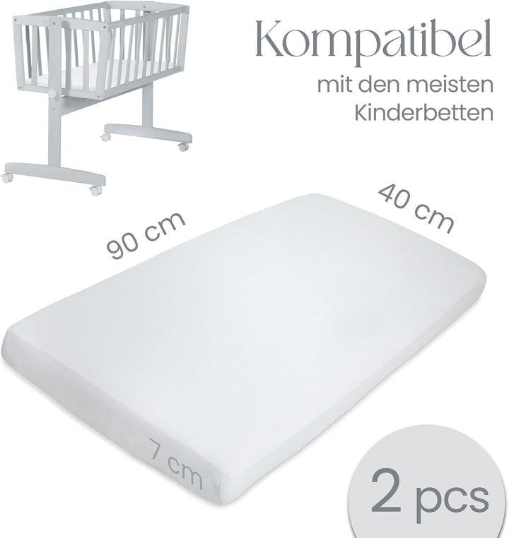 Spannbettlaken Kinderwagen 40x90 Aus 100% Bio-Baumwolle – Waschbar & Ultraweich Grau 2er-Set Spannbe