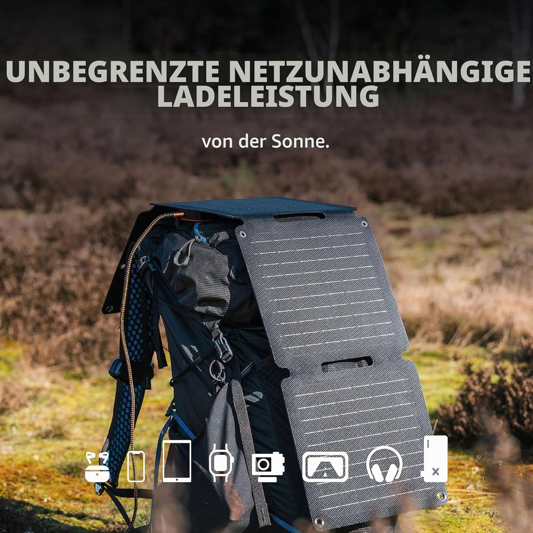 Xtorm SolarBooster, 28W Solarmodul, Faltbar, Tragbar Solar Ladegerät, faltbares Solarpanel, Monokris