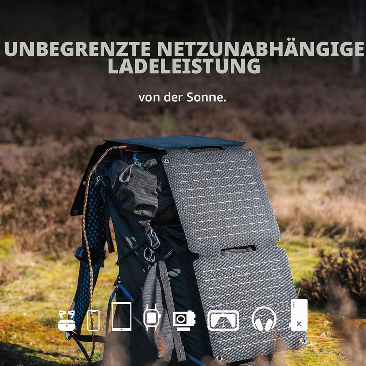 Xtorm SolarBooster, 28W Solarmodul, Faltbar, Tragbar Solar Ladegerät, faltbares Solarpanel, Monokris