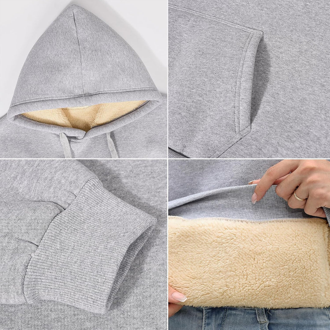 TOMEEK Damen Winter Warmes Sweatshirt Fleece Sherpa Gefütterter Pullover mit Kapuze Lässiger Sportli