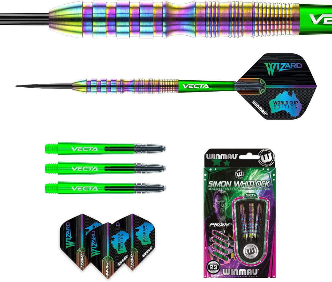 WINMAU Simon Whitlock Urban World Cup Edition 23 Gramm Profi Stahlspitze Wolfram Dartpfeile mit Flüg