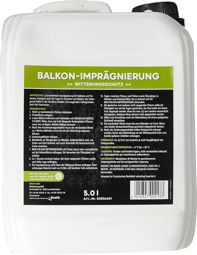 MEM Balkon-Imprägnierung, Für saugende Untergründe, Wasserabperleffekt, Wasserdicht und atmungsaktiv