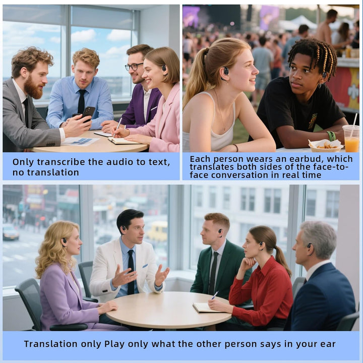 Ai Kopfhörer Übersetzer, Übersetzungskopfhörer, 145+ Sprachen Kopfhörer Übersetzer Echtzeit mit App,