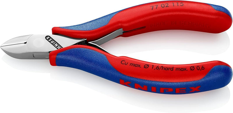 Knipex Elektronik-Seitenschneider mit Mehrkomponenten-Hüllen 115 mm 77 02 115 runder Kopf, mit Facet