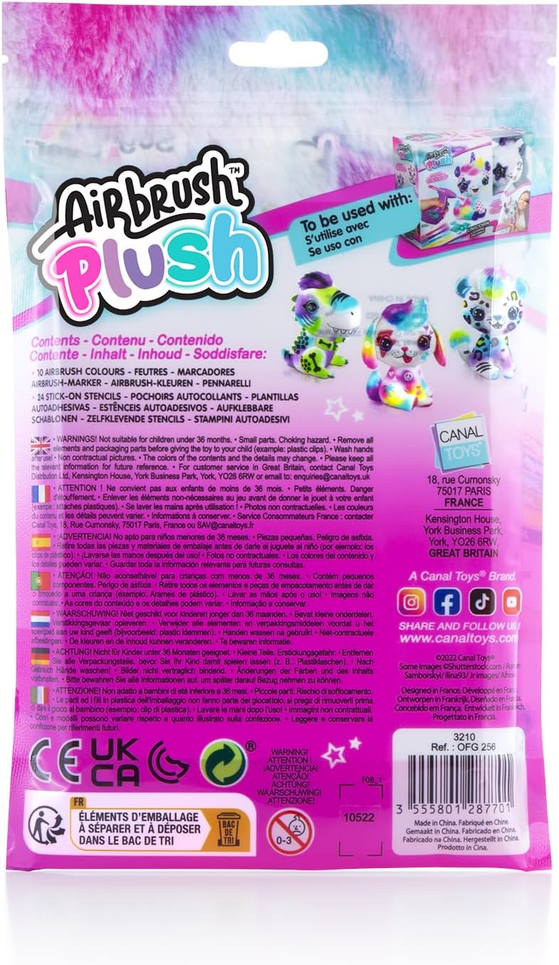 Canal Toys - Nachfüllpack für Airbrush-Plüschtier, 6+, OFG 256, Mehrfarbig | Waschbare Farbstifte, k