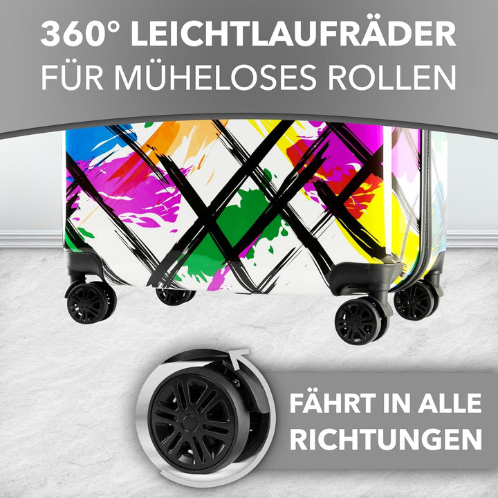 Xonic Design Reisekoffer - Hartschalen-Koffer mit 360° Leichtlauf-Rollen - hochwertiger Trolley mit