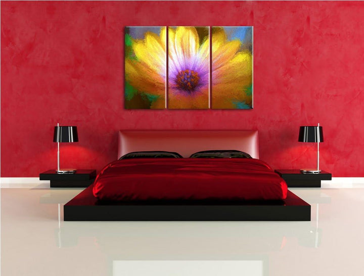 aussergewöhnliche Blume NewArt 3-Teiler Leinwandbild 120x80 Bild auf Leinwand, XXL riesige Bilder fe