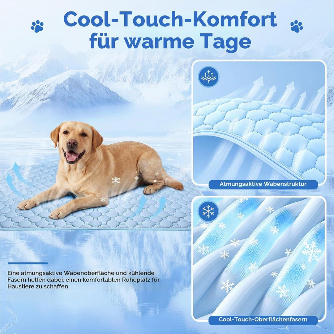 Gimars XXL Kühlmatte Hund aus kühlendem Ice-Silk Stoff, Waschbare Wasserfeste Hundematte für den Som