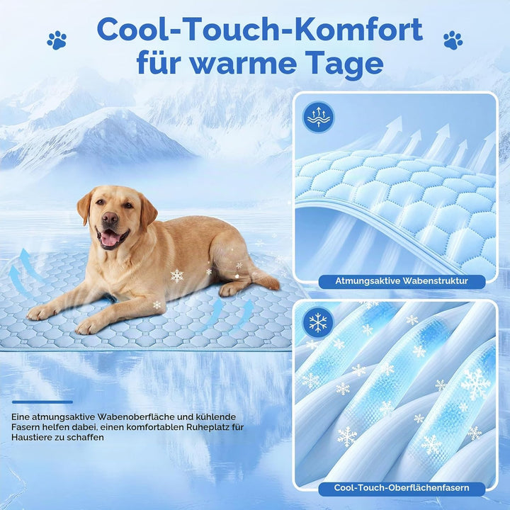 Gimars XXL Kühlmatte Hund aus kühlendem Ice-Silk Stoff, Waschbare Wasserfeste Hundematte für den Som