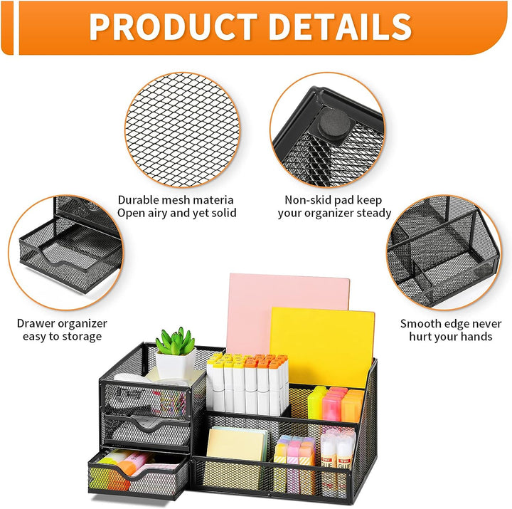 Marbrasse Mesh-Schreibtisch-Organizer mit Schubladen, multifunktionaler Schreibtisch-Organizer und Z