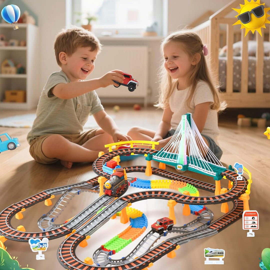 Zug Spielzeug, 215PCS Schienen Auto,Spielzeug Eisenbahn Elektrisch,Elektrischer Zug für Kinder,Weihn