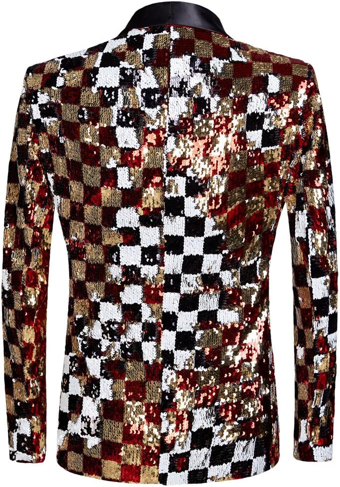 PYJTRL Herren-Blazer mit 2 Farben und glänzenden Pailletten XS Farbe, XS Farbe