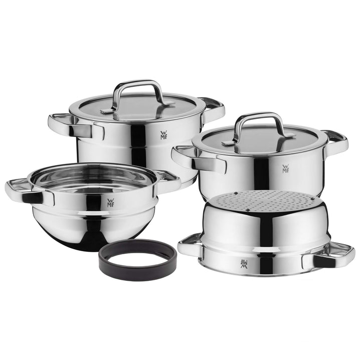 WMF Compact Cuisine Topfset Induktion 4-teilig, Kochtopf Set mit Glasdeckel, Cromargan Edelstahl pol