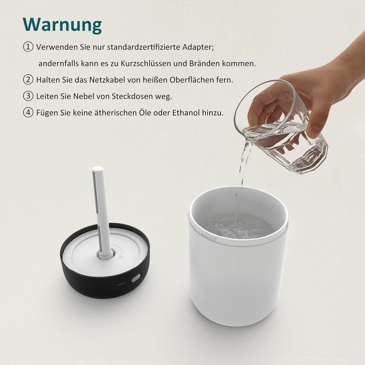 Luftbefeuchter für Schlafzimmer und Kinderzimmer, 650ML Tragbarer Mini Raumbefeuchter, Leiser Tisch