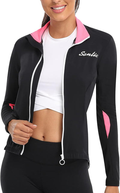 Santic Fahrradjacke Damen Winter Thermo Jacken Winddichte Laufjacke Leichte Atmungsaktiv Langarm Ref