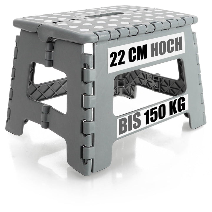 com-four® Klapptritt mit Gumminoppen - Faltbarer Tritthocker - tragbare Aufstiegshilfe für Haushalt,