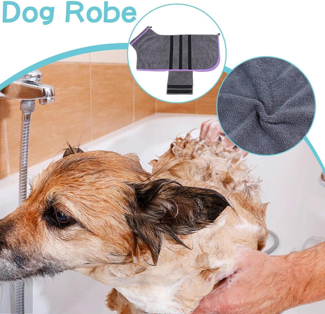 Hundebademantel, Mikrofaser Mit Klettverschluss, Super Saugfähig Und Schnell Trocknend, Bademantel F