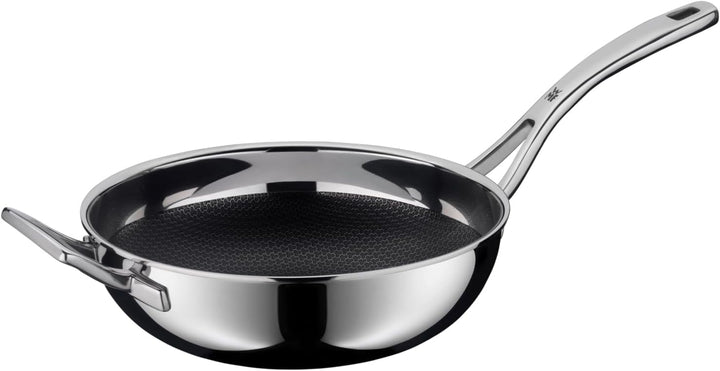WMF Set 2-teilig Profi Resist Wokpfanne 28 cm, Wokpfanne Induktion, Mehrschichtmaterial vollbeschich