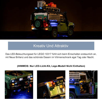 Licht-Kit für Lego 10317 Land Rover Classic Defender 90 (Kein Lego-Modell),Fernbedienung Led Beleuch