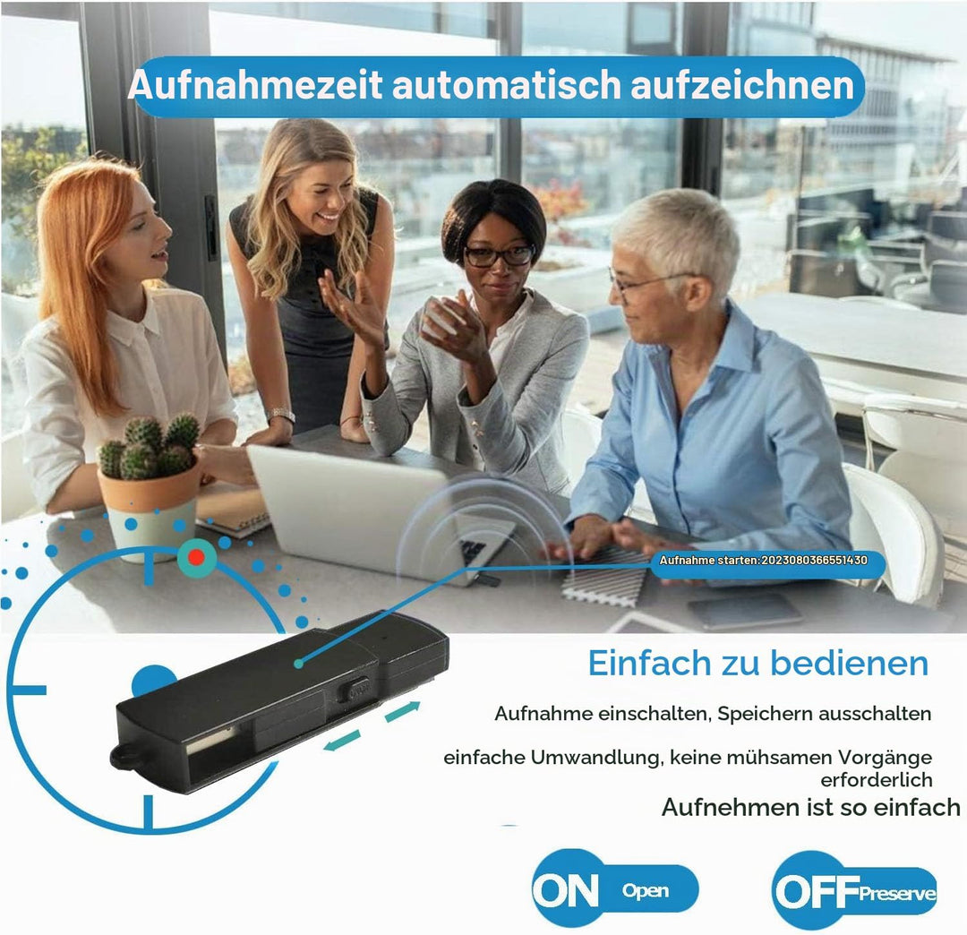 Aufnahmegerä USB Digitaler Voice Recorder Geräuschaktivierte Aufnahmegerät Diktiergeräte (64G) mit V
