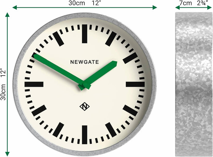 NEWGATE® Luggage wanduhr | Moderne Retro Metall bahnhofsuhr | 30cm | Tief verzinktes metallgehäuse m